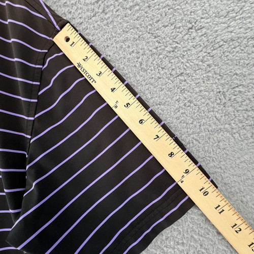 Peter Millar camicia uomo media estiva comoda golf polo marrone righe viola - Foto 8 di 12