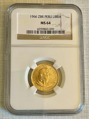 Peru 1966 ZBR Libra Gold NGC MS64 SKU# 4362