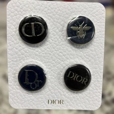 New Christian Dior Pin badge Set of 4 Brooch Pins Japan Novelty Black Logo Bee