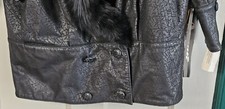 VTG 80'S Avanti Leather Coat Size Med. 50" Chest NWT Black Jacket Fur Collar 10