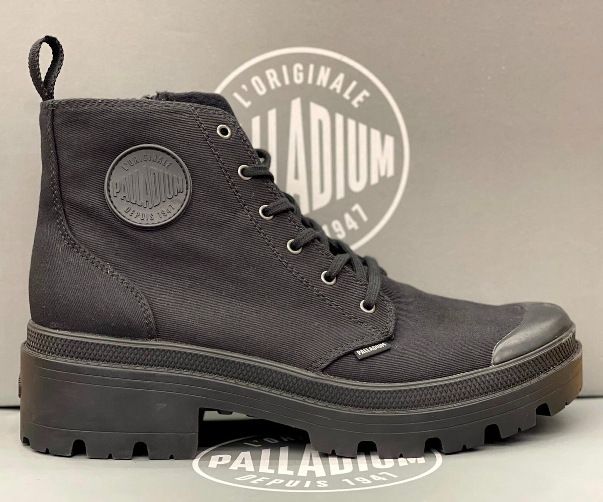 Palladium Pallabase Twill Black Women's Combat Platform Boots – 96907 008