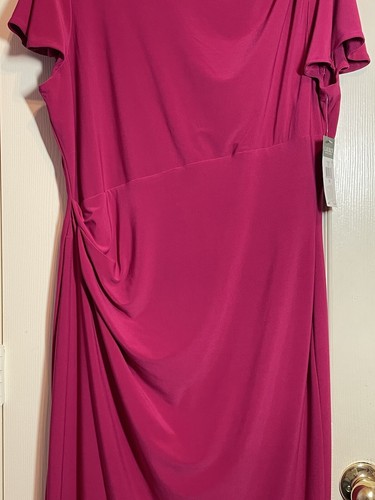 NWT Lauren Ralph Lauren DRESS Sz 16 Orchid Pink Ruched Short Sleeve Knee Length - Picture 3 of 6