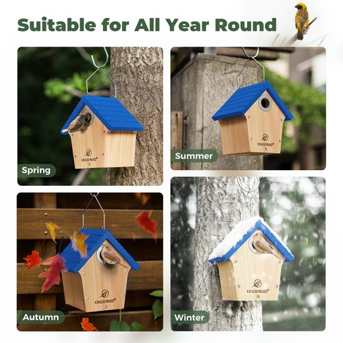 Kingsyard Hanging Bird House Feeder Wooden Wren House Nest with Predator Guard - Picture 25 of 25