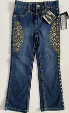 Baby Phat Y2K Denim Jeans Pants Medium Wash Gold Sequins Girl's Size 5 NWT