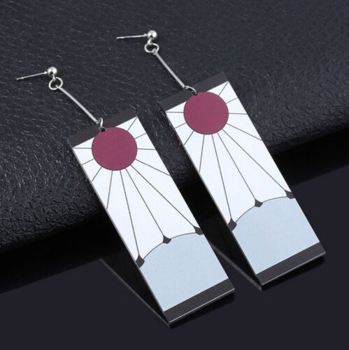 new Hot Demon Slayer Kimetsu Tanjiro Tanjirou Kamado Earrings Costume Cosplay - Picture 3 of 5