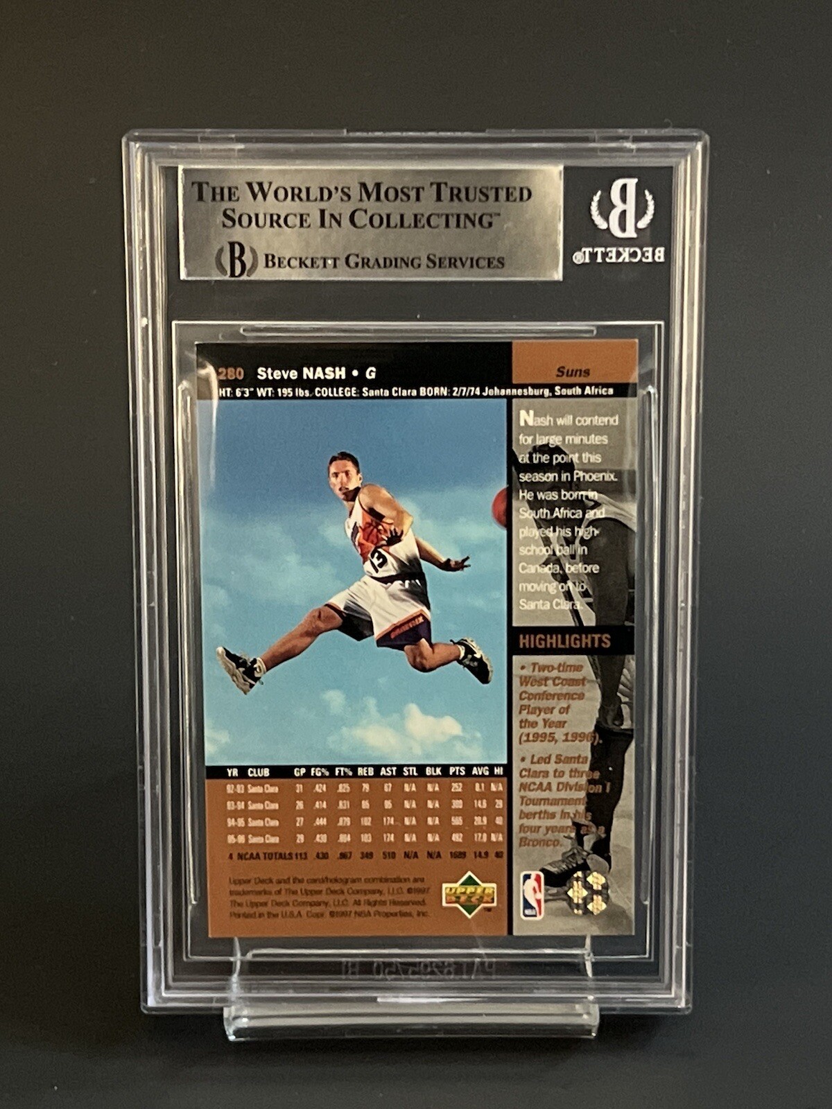 SIGNED 1996-97 STEVE NASH UPPER DECK TRUE ROOKIE CARD RC BECKETT AUTO BAS BGS SP - Picture 2 of 2
