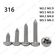 316 Stainless Steel M2.2 M2.9 M3.5-M6.3 Phillips Pan Head Self Tapping Screws 