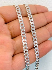 Cuban Curb Chain Necklace 925 Sterling Silver 24" 17g 5.3mm / Silver Necklace. 