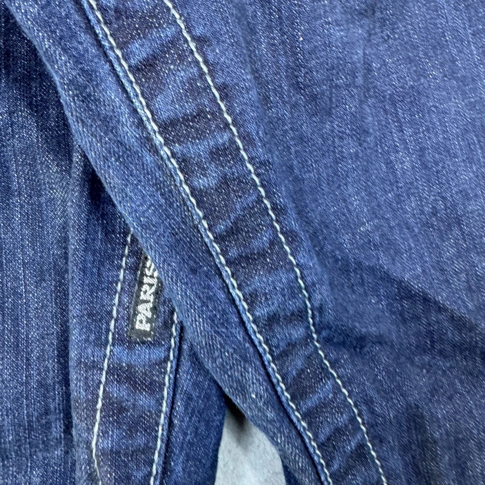 Shorts Parish Nation 44x13 Y2K masculino azul denim algodão cintura alta botão mosca - Imagem 2 de 4