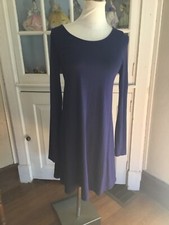 Express Navy Long Sleeve Silver Zip Back Cotton Spandex Knee Length Dress Size S