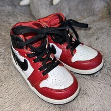 Jordan 1 Retro High TD Satin Snake Shoes CU0450-601 Gym Red Black White Boys 7C