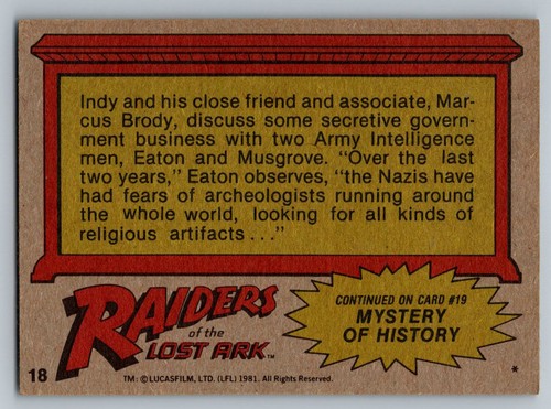 1981 Topps Indiana Jones - Raiders of the Lost Ark Singles. You Pick. NM - 第 35/167 張圖片