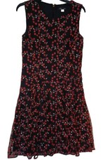 TOMMY HILFIGER Dress Women's 8 Red Black Lace Overlay Sleeveless Fit-n-Flare 