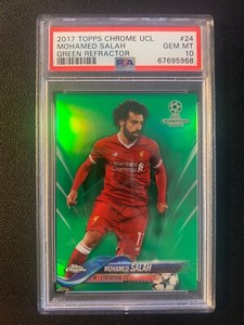 2017 Mohamed Salah Liverpool Topps Chrome UCL Card Green /99 PSA 10