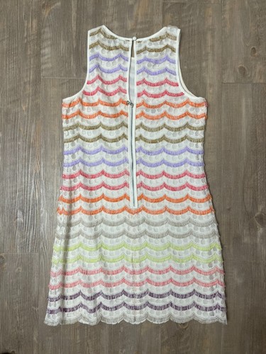 Phoebe Couture Multicolored Fringe Scallop Spring Summer Dress Size 6 - Picture 3 of 5
