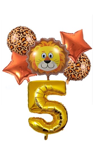 6pcs Jungle Safari Animal Foil Balloon Set Kids 1st Birthday Party Decoration - Picture 10 of 62
