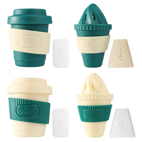 Cute Coffee Cup Vent Clips Air Freshener & Diffuser, Colorful Car Interior Decor