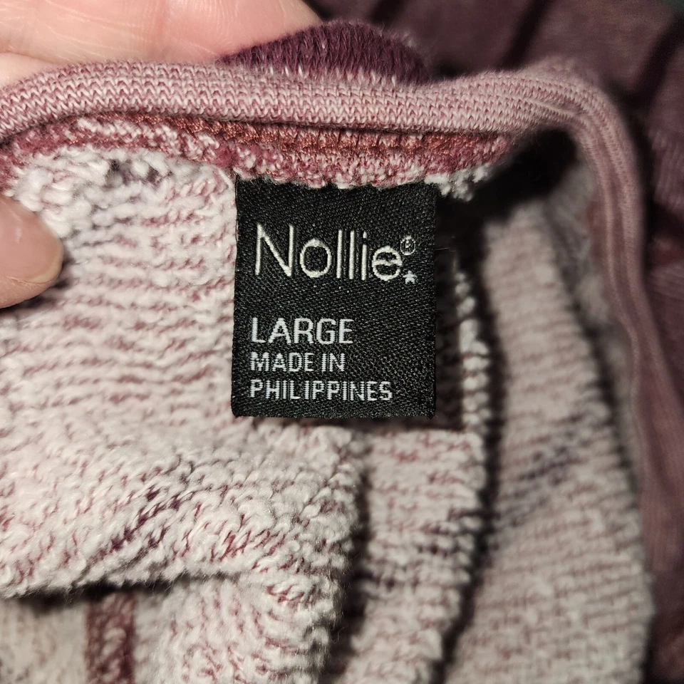 Moletom feminino Nollie listrado vermelho escuro suéter grande macio aconchegante - Imagem 3 de 4