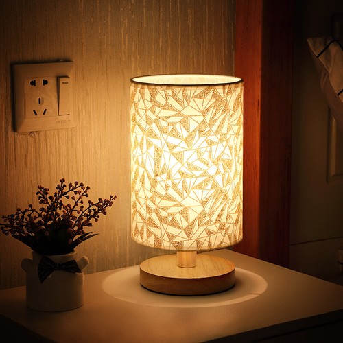 USB Bedside Table Lamp Wood Base Fabric Shade NightStand LED Modern Desk Light - Picture 6 of 18
