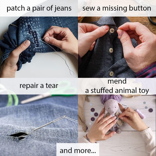 Kit de costura pequeño básico - Kit de aguja e hilo fácil de usar con suministros de costura - Imagen 3 de 12