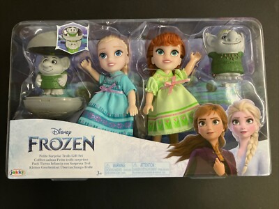 Disney Frozen Anna Elsa Dolls Petite Surprise Trolls Gift Set