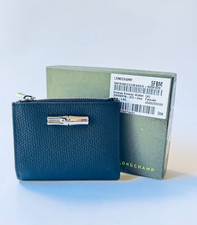 Longchamp Le Roseau Compact Wallet Black Leather New in Box