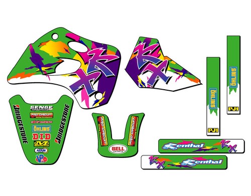 1994-1997 KX 80 THROWBACK Green Senge Graphics Kit Compatible with Kawasaki - Picture 1 of 10