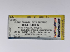 Dave Gahan Ticket Plus Special Guests Original Hammersmith London Oktober 2003