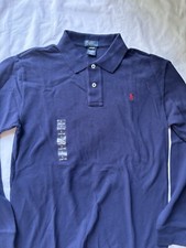 Ralph Lauren Boys Long Sleeve Polo Navy Blue L 16/18 NWT