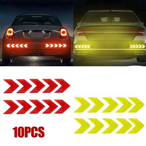10Pcs Car Reflective Arrow Sign Tapes Warning Safety Sticker Decal Accessories - Picture 2 of 11