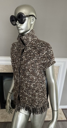 St. John Marie Gray Exclusively For NORDSTROM Chunky Knit FRINGE Jacket S 🧶