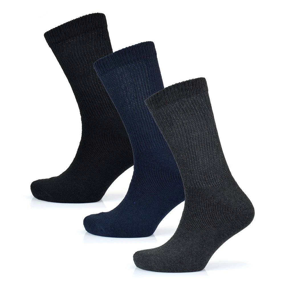 A2Z Mens Non-Elastic Comfortable 3 Pack Soft Extra Wide Top Grip Diabetic Socks