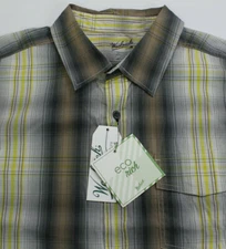 Woolrich Eco Rich Mens Medium M Desert View Plaid Button Front SS Shirt 