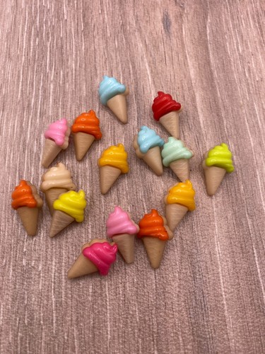 21x12mm Ice Cream Shank Buttons Acrylic Mixed Colours Knitting Card Making - Picture 8 of 10