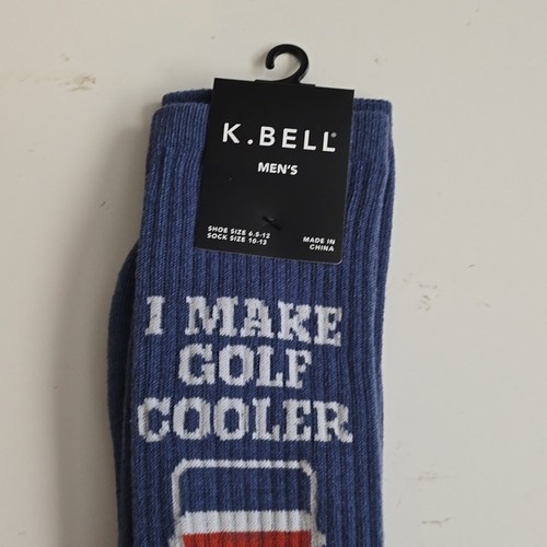 K. BELL Navy Blue Crew Length Casual Socks with Humorous Golf Design - Picture 2 of 4