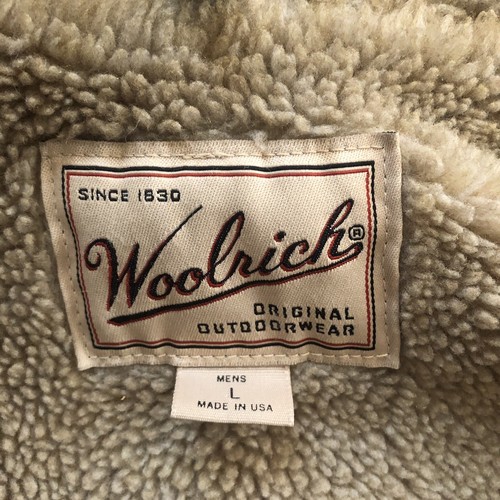 Woolrich Faux Wool Shearling Lined Vtg Chore Coat Mens Size Large Green Jacket - Picture 5 of 7