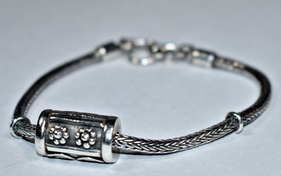 Solid Sterling Silver 925 Wheat Link Toggle Clasp… - image 3