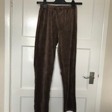 New Collection Brown Velore Trousers UK 6 L26 Mid Rise Soft Faux Suede