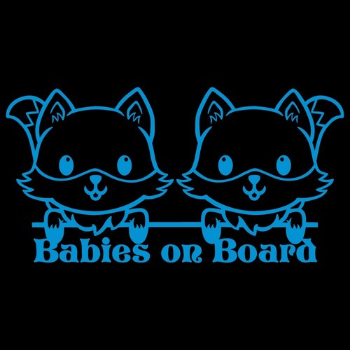 8.5" BABIES ON BOARD FOX v2 Vinyl Decal Sticker Car Laptop Baby Twins Boys Boy - Picture 15 of 31