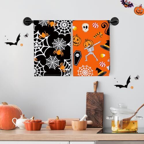 Halloween Tea Towels 100% Cotton Kitchen Towel Set 20×27.5inch Multi-Purpose ... - Picture 6 of 7