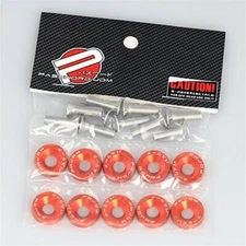 Password JDM Orange Fender Washers 10 PC Bumper Bolt Engine Dress Up Kit