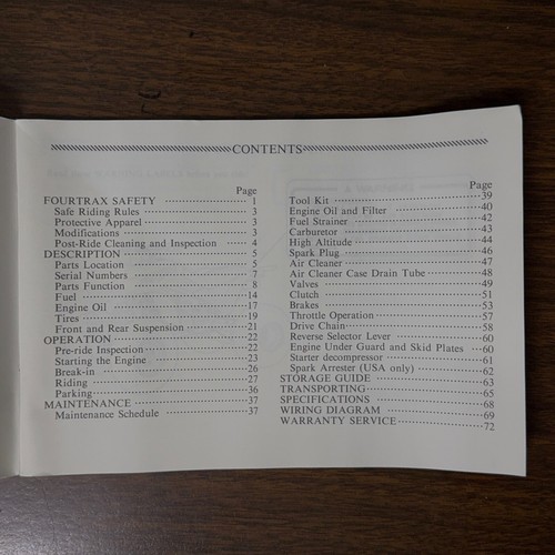 OEM Honda 1987 TRX250X - Owners Manual - 31HC0600 00X31-HC0-6001 - OMB1 - Picture 3 of 10