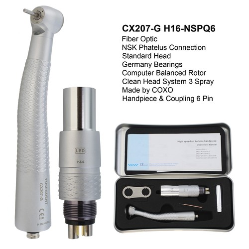 Pieza de mano de fibra óptica dental COXO CX207-G turbina para acoplamiento KAVO Sirona NSK - Imagen 12 de 281