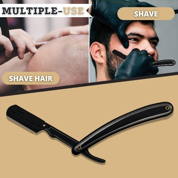 Half Blade Cut Throat Straight Razor Barber Stainless Steel with Pouch for Men