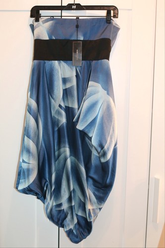 M *NEW* BCBG Max Azria Sexy Strapless Tube Dress 8 M Medium Silk Blue Navy NWT - Picture 5 of 6