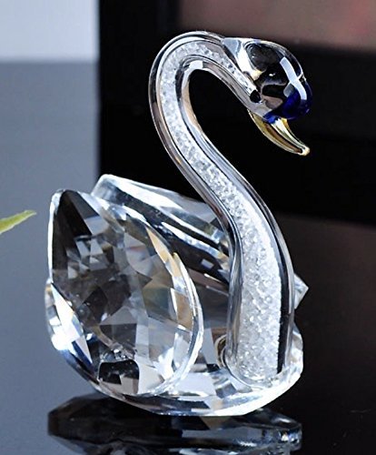 Estatuilla de cristal óptico prisma lago cisne DIMINUTAS facetas en cuello cara azul - Imagen 1 de 4