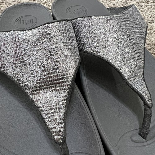 FitFlop Lulu Superglitz Thong Sandals Flip Flops Silver Size 10 - 第 2/9 張圖片