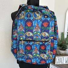 Disney Beauty and The Beast Stain Glass Red Rose Loungefly Full Size Backpack