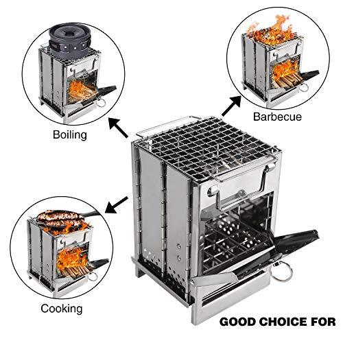 REDCAMP Wood Burning Camp Stove Folding Stainless Steel 304# Grill Small  Port... | eBay