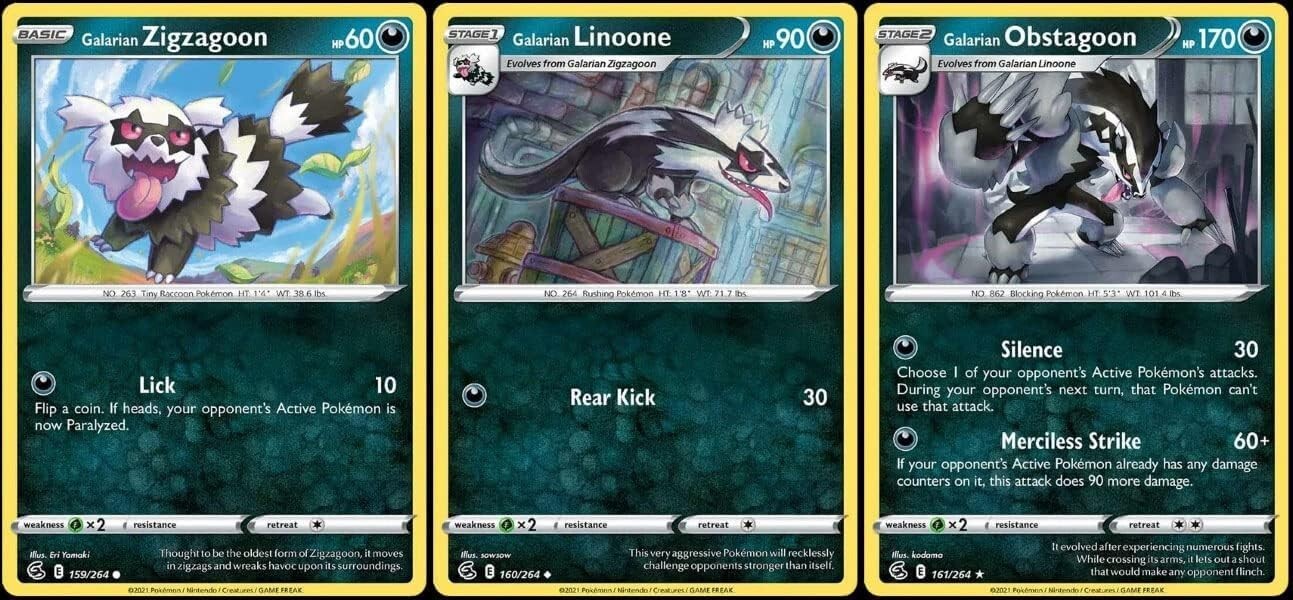 Galarian Obstagoon 161/264 - Fusion Strike - Evolution Pokemon Card Set